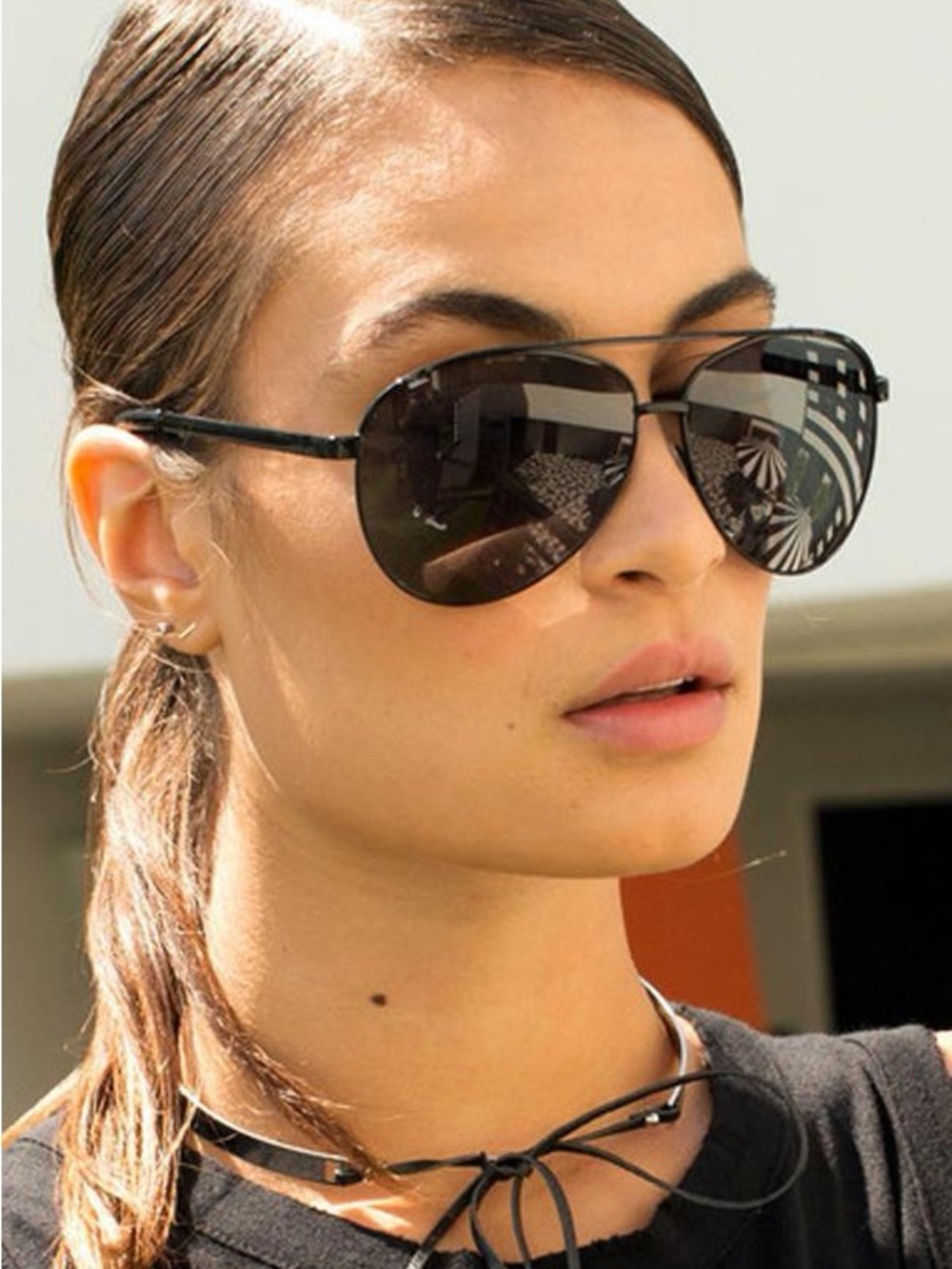 Quay Australia ‘Vivienne’ Black Aviator Sunglasses